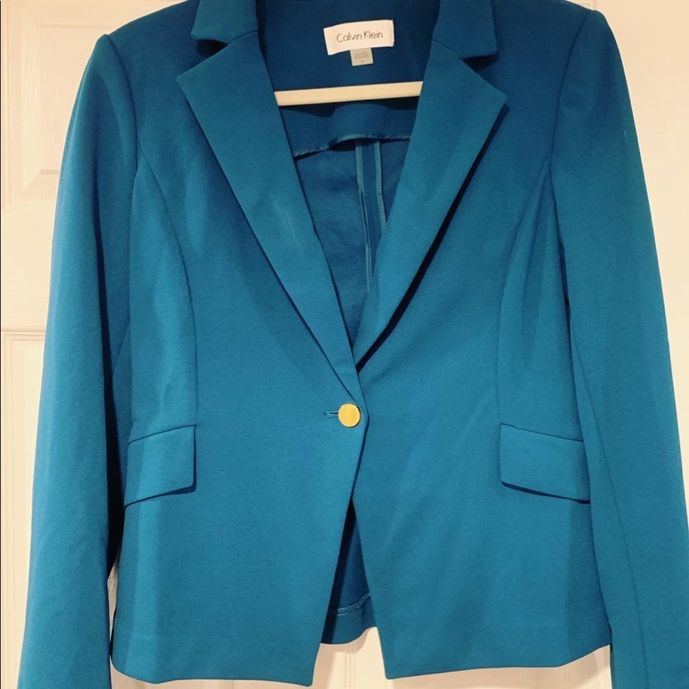 Calvin Klein teal blazer jacket size 8